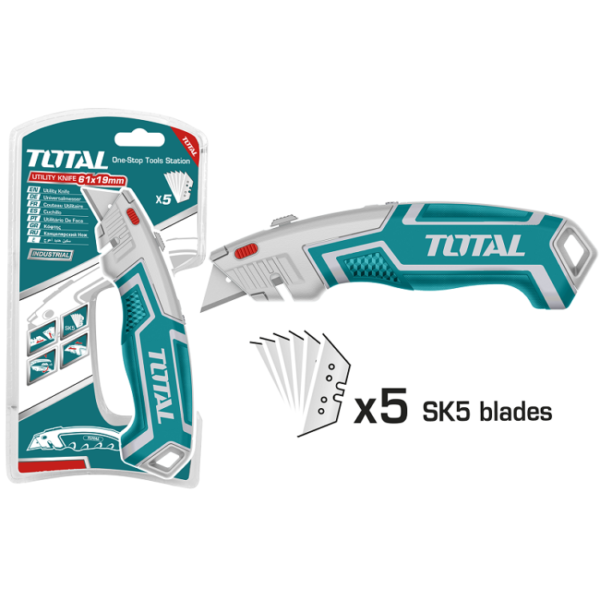 TOTAL - Retractable Utility Knife(5 Extra Blades)